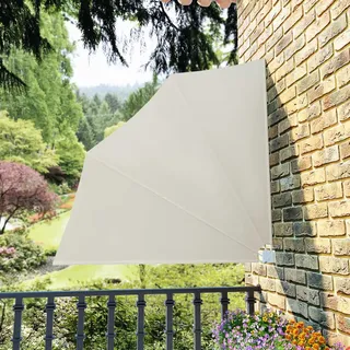 YITHOPI Balkon Windschutz Sichtschutz Garten Zaun Sichtschutz Faltbarer Balkonfächer Creme 140×140 cm Geeignet für Balkon Strand Terrasse