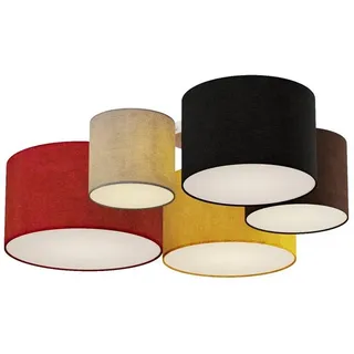 Lindby Deckenleuchten Laurenz, IP20, 5 x 15 W braun|gelb|grau|rot|schwarz