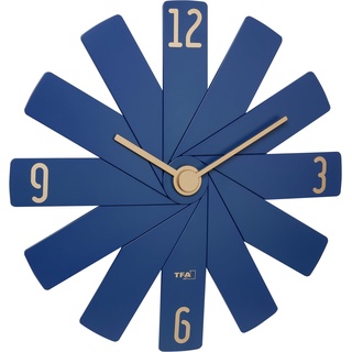 TFA Dostmann Analoge Wanduhr Clock in The Box, 60.3020.06, geräuscharmes Uhrwerk, exklusiv für designt, zum Zusammenstecken, Wohnaccessoire, Designeruhr, mit Video-Anleitung, Geschenkidee, blau