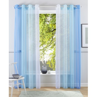 Gardine MY HOME "Valverde" Gardinen Gr. 175 cm, Ösen, 144 cm, blau Ösen Gardine Vorhang, Fertiggardine, Farbverlauf, transparent