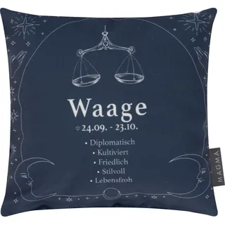 Magma Heimtex Dekokissen Sternzeichen Minikissen 25x25 Eigenschaften Geschenk Tierkreiszeichen, beidseitig bedruckt, Sternzeichen, Tierkreiszeichen, Eigenschaften blau