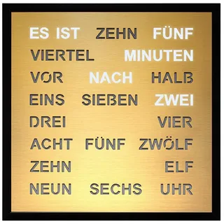 Filius Wanduhr Wort-Quadratische Wortuhr Goldfarben 40 cm