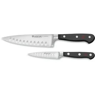 WÜSTHOF Classic Messersatz mit 2 Messern mit Kullenschliff, Schwarz, 6-inch and 3.5-inch