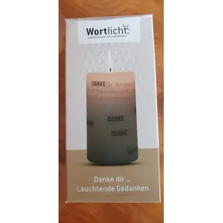 Wortlicht Stumpenkerze "Danke dir Leuchtende Gedanken"  Höhe 14cm braun beige
