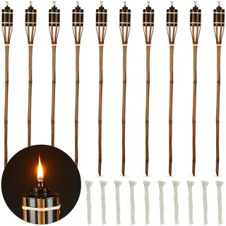 Relaxdays Gartenfackel Bambus 90 cm 10er Set braun