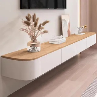 TV Schrank Hängend, TV Lowboard Hängend, TV Board Hängend, Sideboard Hängend, Schwebendes TV Regal, Schwebender TV Ständer, TV Sideboard Wohnzimmer Fernsehschrank (Zweifarbig, 140x24x20cm)