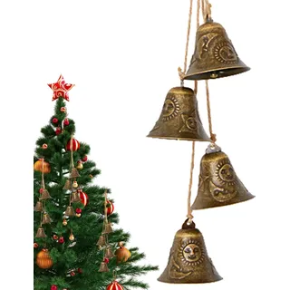 Glocken Weihnachten, Weihnachts Vintage Glocke Aus Metall, Rustikale Weihnachtsglocke, Weihnachtsdekorations Mit Umhängeband, Vintage Deko Glocke Für Zuhause