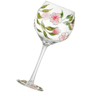 Einzigartiger Glasbecher Mit Vertikaler Blumenmalerei