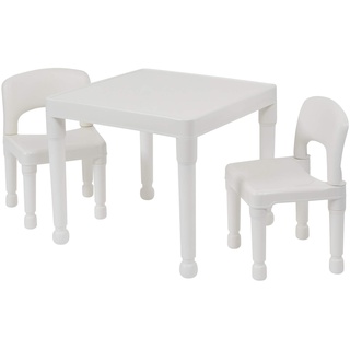 Liberty House Toys Children's Plastic Table and Chairs Set aus Tisch und Zwei Stühlen aus Kunststoff, Plastik, weiß, H x 43.5cm W x 51cm D