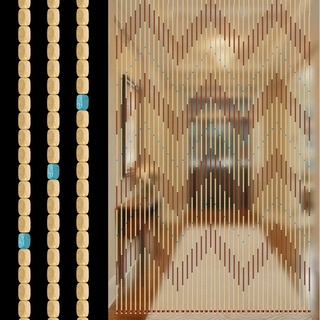 SHZICMY 90cm x 220cm Holz Perlen Tür Vorhang wanderte Fliegen Insektenschutz Raumteiler Perlenvorhang Türvorhang Quaste Screen für Wohnzimmer Schlafzimmer
