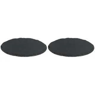 Novaliv 2x Schieferplatten I rund I 33x0,5 cm I Schiefer Platten Schieferteller Servierteller Servierplatten Schiefer Teller Set