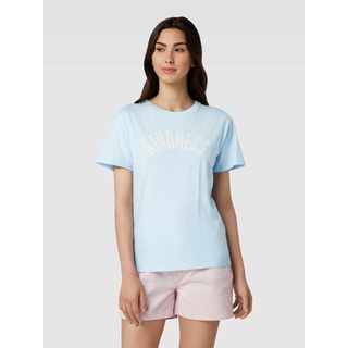 T-Shirt aus Baumwolle mit Statement-Print, Hellblau, L