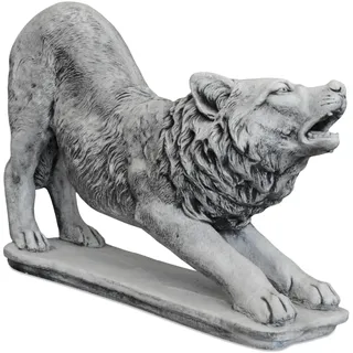 gartendekoparadies.de Detailgetreue Wolf Statuen, Steinfiguren, Grau, frostsicher aus Steinguss für Außenbereich (Statue Wolf beim Angriff)