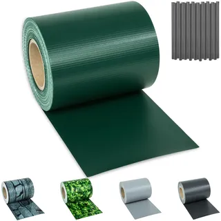 tectake® Sichtschutzfolie, Sichtschutzstreifen mit Befestigungsclips, Windschutz, Sonnenschutz, Sichtschutzmatte für Balkon, Garten, Terrasse, für Stabmattenzaun und Zaunelemente - 70 m, grün