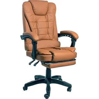 Schreibtischstuhl Design Bürostuhl Racing Chair Chefsessel Gamingstuhl Fußstütze, Farbe:Braun - Schwarz