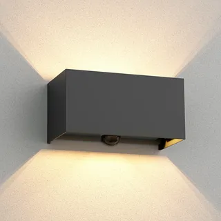 ledscom.de Wandleuchte Aluminium 10,0 cm inkl. Dämmerungssensor, Bewegungsmelder, IP65, rechteckig, matt