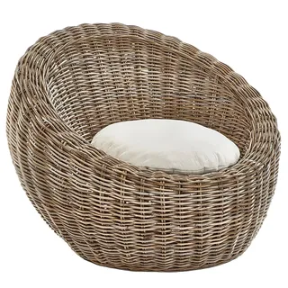 Loungesessel RONDO Relaxsessel Korb-Sessel Einzelsessel rund Rattan mit Kissen