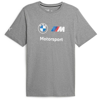 PUMA Herren T-Shirt - Motorsport, BMW MMS ESS LOGO TEE, Baumwolle, kurz, einfarbig Grau M