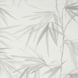 Vliestapete, Hellgrau, Kunststoff, Papier, Blätter, 52x1000 cm, Made in Europe, Tapeten Shop, Vliestapeten