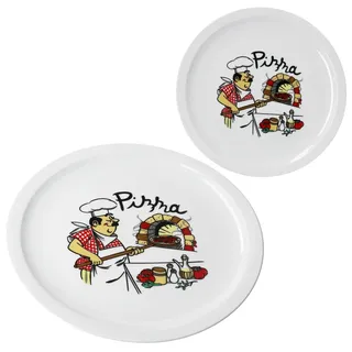 2er Set Mario XXL Pizzateller Ø33cm 2 Pers. Teller Pizza Bäcker große Platte