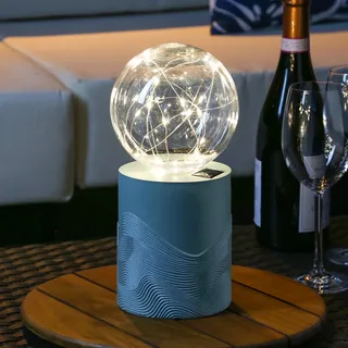 LED Solar Tischlampe GLOW grün Kugelleuchte mit Drahtlichterkette für Terrasse