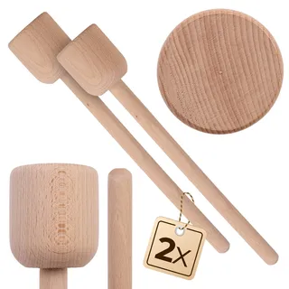 KADAX 2 x Krautstampfer aus Holz, 40 x 6 cm, Sauerkrautstampfer, Stampfer für Fermentieren von Sauerkraut, Kartoffelstampfer, Holzstößel, Handstampfer, Holzstampfer