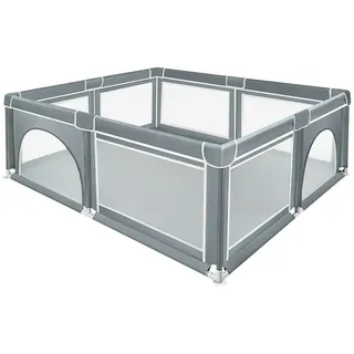 Modularer Laufstall, 180 cm x 150 cm x 66 cm, faltbar, Oxford-Stoff, mit Aufbewahrungstasche, sicher und bequem, Eltern-Kind-Aktivitäten (dunkelgrau/schwarz) (dunkelgrau)