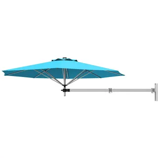 RELAX4LIFE Sonnenschirm Wandmontage, Wandschirm für Balkon Ø250 cm, Ampelschirm, Balkonschirm, Gartenschirm, Marktschirm, Terrassenschirm, Aluminium (Türkis)