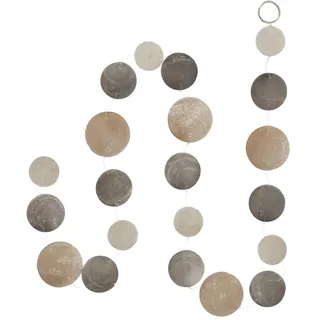 Boltze Capiz-Girlande Muschel 180 x 7,5 cm Handarbeit Beige/Dunkelgrau/Weiß