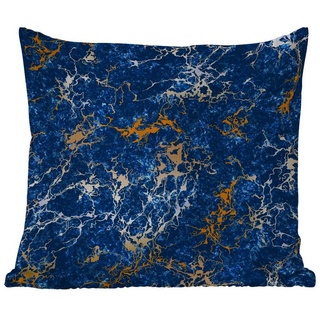 MuchoWow Dekokissen Marmor - Textur - Gold - Blau, Kissenhülle für den Außenbereich, Kissenbezüge, Outdoor, Dekokissen bunt 60 cm x 15 cm x 60 cm
