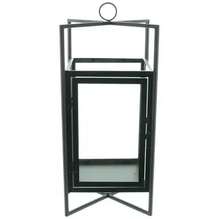 Dekoleidenschaft Kerzenlaterne "Black Industrial" Metall Laterne schwarz, Kerzenständer, Windlicht, 46 cm hoch, Kerzenhalter, Hängelaterne, Gartenlaterne schwarz