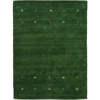 Wollteppich CARPETFINE "Gabbeh Uni" Teppiche Gr. B/L: 300 cm x 400 cm, 15 mm, 1 St., grün Orientalische Muster reine Wolle, handgewebt, Gabbeh Loom Tiermotiv, auch als Läufer