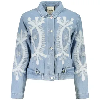 DESIGUAL Desigual, Bestickte jeansjacke, Damen, Baumwolle, Blau, XS, BLUE, XS