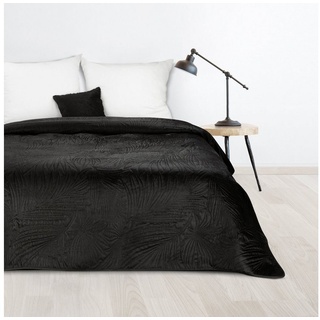 Tagesdecke LUIZ, Design91, Gesteppte Decke Zweiseitig Moderner Bettüberwurf Velours schwarz 170 cm x 210 cmdein.haus