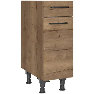 Nobilia Schubkastenunterschrank Structura, Eiche dunkel, Holzwerkstoff, 1 Schublade(n) Schubladen, einzeln stellbar, 30x87x56 cm, Blauer Engel, Pefc, Goldenes M, Made in Germany, DGM-Klimapakt, Zusatzausstattung erhältlich, Küchen, Küchenmöbel, Küchenschränke, Küchenunterschränke