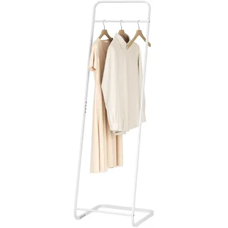 WOLTU Kleiderständer, Garderobenständer L Form, Jackenständer platzsparend, schmale Standgarderobe, Eckgarderobe für Schlafzimmer Flur, aus Metall, Weiß, 40x140x40 cm