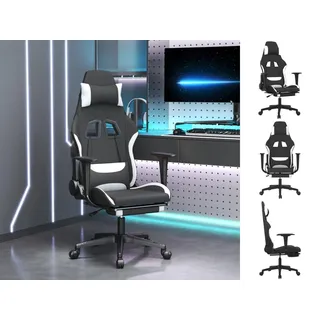 vidaXL Bürostuhl Gaming-Stuhl mit Fußstütze Drehbar Schwarz und Weiß Stoff Gamingstuhl schwarz