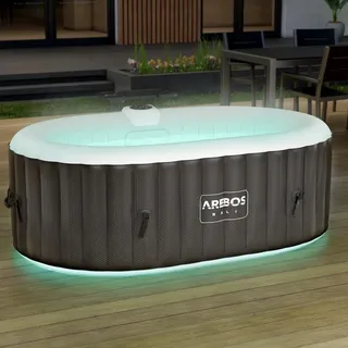 Arebos Whirlpool mit LED | 2 Personen | 550 Liter | 190 x 120 cm | Oval | Pool, Outdoor, Winterfest, Aufblasbar, Bubble Spa, Jacuzzi, Abdeckung, Filter, Heizung, Beleuchtung, Wellness