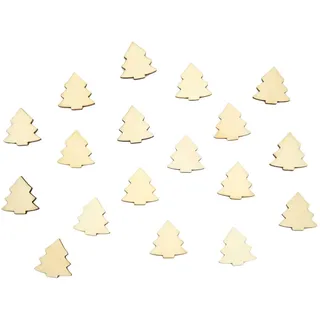 Oblique Unique® 18 Holz Tannen Bäume Weihnachtsbäume Klein - Holzdeko Tischdeko Weihnachtsdeko für Adventskalender Adventskranz Geschenk Deko Weihnachten - Farbe wählbar (Natur)