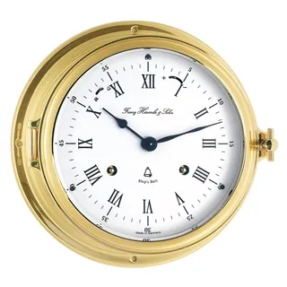 Hermle Wanduhr Schiffsuhr Glasenuhr (Glasenschlag) goldfarben