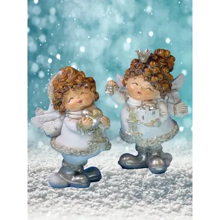 Pommerntraum ® | 2-er Set Dekorationsfiguren mollige Schutzengel Molly-Engel Weihnachtsengel Glücksengel moppelige Nana Engel üppige Damen mollige Ladies Rubensengel Rubensfiguren