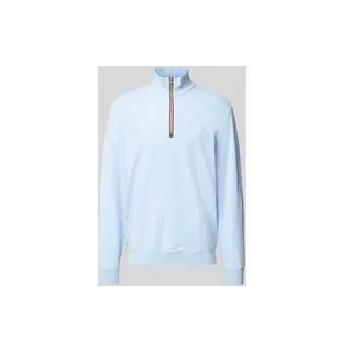 Regular Fit Troyer mit kurzem Reißverschluss, Blau, XXL