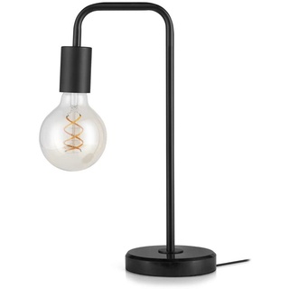 LIFA LIVING Schwarze Tischlampe aus Metall & Marmor, Retro Tischleuchte im Industrial Design, E27 Nachttischlampe, Vintage Schreibtischlampe mit 1,2 m Kabel