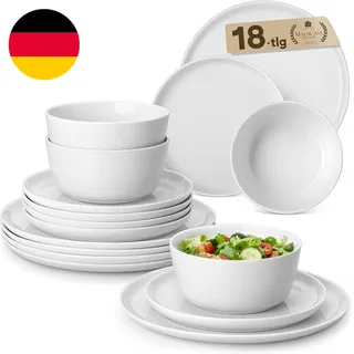 MALACASA Geschirrset 18-Teilig, Porzellan Schüssel Und Teller Set, Tafelservice