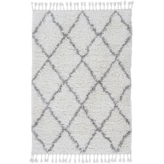 carpetfine Eddy Hochflorteppich 80 x 150 cm Weiß