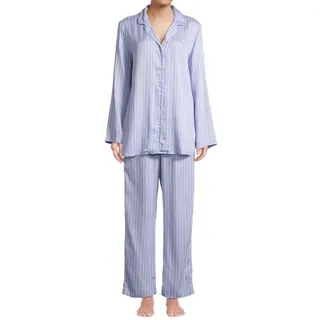 Seidensticker Damen Classic Web Pyjama Schlafanzug Modal | Oberteil mit Knopfleiste Hose mit Taschen Sanfte Webware - 38