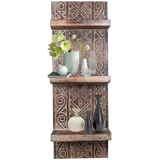 Oriental Galerie Wandregal Wandbrett mit 3 Ablagen Küchenregal Hängeregal Vintage Landhaus Shabby Chic Regal Panel Model Anisa 25 cm breit braun