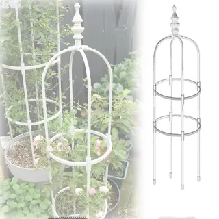 TAVLT Obelisk Gartenspalier, 60cm Bis 180cm Hohe Metall Rosenturm Für Indoor/Outdoor Kletterpflanzen Und Blumen Rankhilfe, Schwarz/Weiß (Color : Weiß, Size : 20x60cm/7.9x24in)