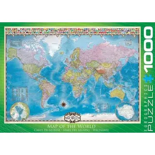 Eurographics 6000-0557 - Weltkarte mit Flaggen, Puzzle Weltkarte, Anzahl Teile: 1000, Maße (B/H): 68 x 48 cm, Eurographics-Puzzle, Smart Cut