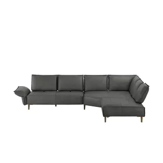 W.SCHILLIG Ecksofa aus Echtleder Bonnie , grau , Maße (cm): B: 341 H: 84 T: 272.0